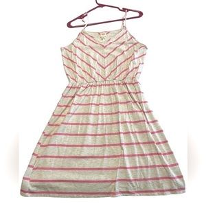 Beige with pink stripes short dress. Size large.